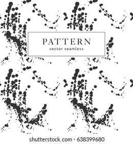 Abstract artistic paint splashes and blots seamless pattern. Black and white hand drawn splash textured background. Design for print, fabrics, textile, wrapping paper, wallpaper. Vector illustration.