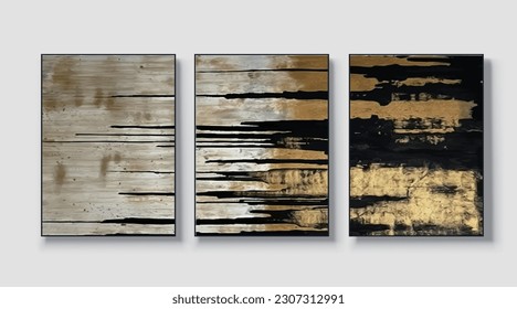 Abstract artistic painting, golden elements, vector illustration, retro design, modern style