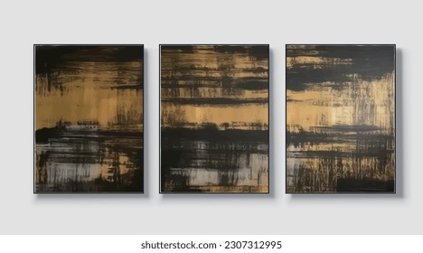 Abstract artistic painting, golden elements, vector illustration, retro design, modern style