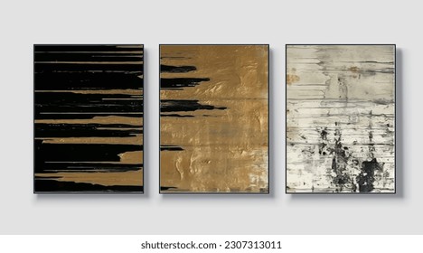 Abstract artistic painting, golden elements, vector illustration, retro design, modern style