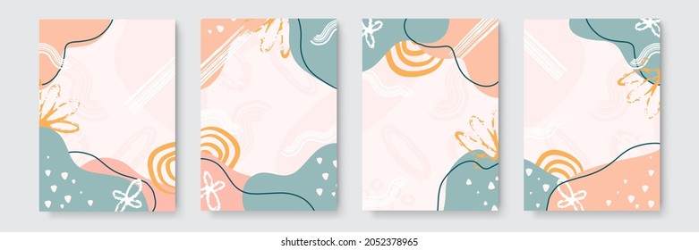 Abstract artistic pattern with trendy hand drawn textures, spots, brush strokes. Abstract natural boho beige creative universal artistic templates.