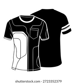 Abstraktes künstlerisches Muster T-Shirt mit Brusttasche und detaillierter Linie Art Silhouette Vektorgrafik für zeitgenössische Männer Mode Bekleidung