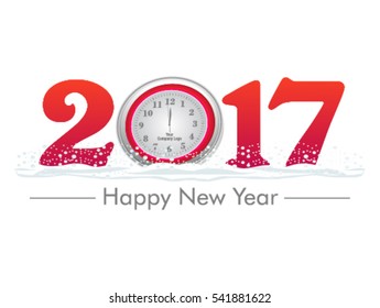 abstract artistic red with watch new year text vector illustration