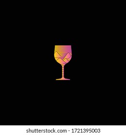 Abstract Artistic restaurant glass cup logo icon sign. Vector illustration isolated on black