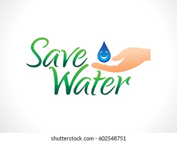 abstract artistic save water text vector illustration