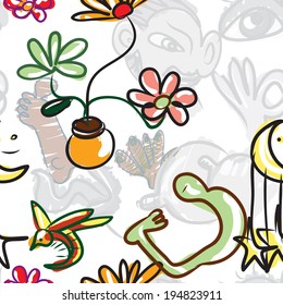 Abstract artistic seamless pattern on white background