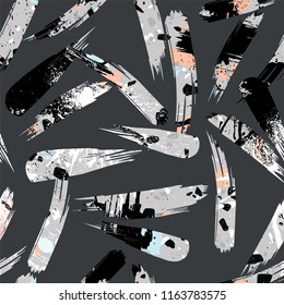 Abstract artistic seamless pattern with strokes. Trendy hand drawn textures. Modern abstract design for paper, cover, fabric, interior decor and other users.