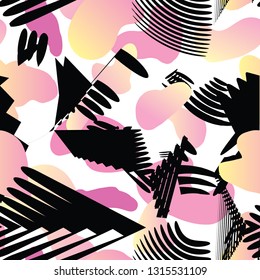 Abstract artistic seamless pattern. Trendy paint tiled wallpaper. Art background for brochure, poster, flyer, presentation design.