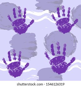 Abstract artistic seamless pattern with trendy hand drawn textures, spots, brush strokes. Modern bright design for paper, covers, fabrics, home decoration. Baby hands