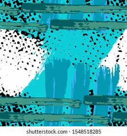 Abstract artistic seamless pattern with trendy hand drawn textures, spots, brush strokes. Modern bright design for paper, covers, home decoration. Brazilian Carnival