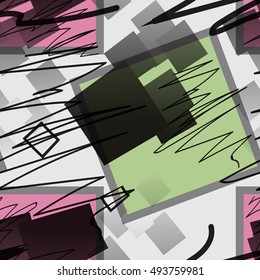 Abstract artistic shapes block background. Seamless pattern. Vector.
