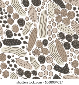 Abstract artistic simple seamless pattern. Vector background doodle design.