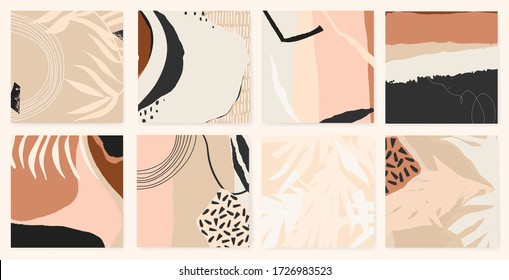 Abstract artistic templates. Vector set of abstract backgrounds in minimal trendy style. Soft pastel colors.