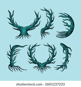 Abstract Artistic Tree Green Leafless in Vintage Style Vector