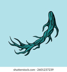 Abstract Artistic Tree Green Leafless in Vintage Style Vector