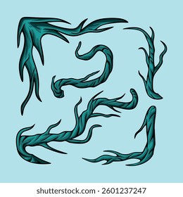 Abstract Artistic Tree Green Leafless in Vintage Style Vector