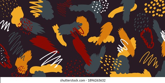 Abstract artistic trendy hand drawn brush splash doodle pattern background template design for banner web, advertising, poster, brochure, leaflet, etc. Vector illustration