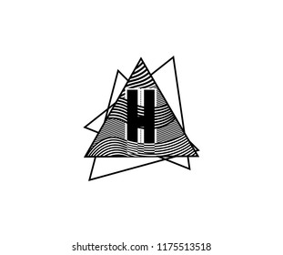 Abstract Artistic Triangle Striped Wave Letter H Monogram Logo