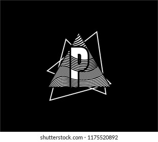 Abstract Artistic Triangle Striped Wave Letter P Monogram Logo