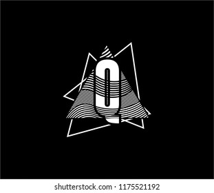 Abstract Artistic Triangle Striped Wave Letter Q Monogram Logo