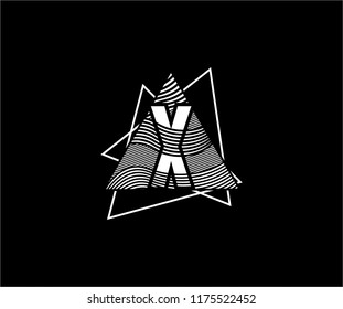 Abstract Artistic Triangle Striped Wave Letter X Monogram Logo