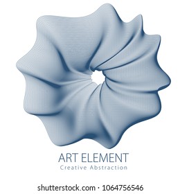 Abstract artistic vector flower line art, artistic linear design element isolated over white background.