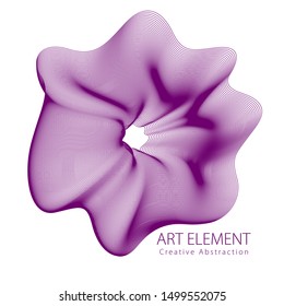 Abstract artistic vector flower line art, artistic linear design element isolated over white background.