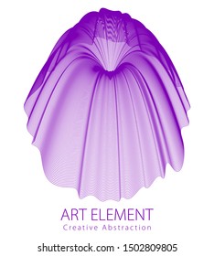 Abstract artistic vector flower line art, artistic linear design element isolated over white background.