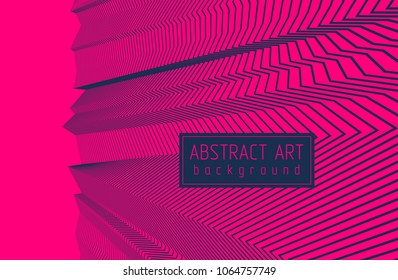 Abstract artistic vector linear background, straight rhythmic geometric 3d lines, textile fabric theme pattern.