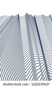 Abstract artistic vector linear background, straight rhythmic geometric 3d lines, textile fabric theme pattern.