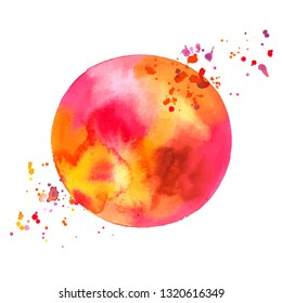 An abstract artistic vibrant red and yellow watercolor background texture, scalable vector circle with a place for text or logo