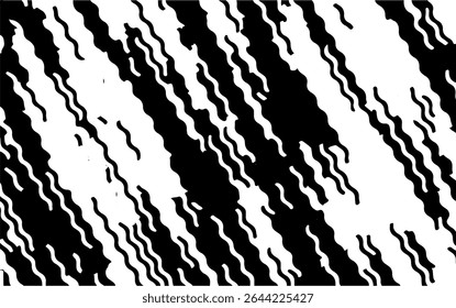 Abstract artistic wavy black and white pattern. Dynamic psychedelic background. Grunge urban style. Vector illustration