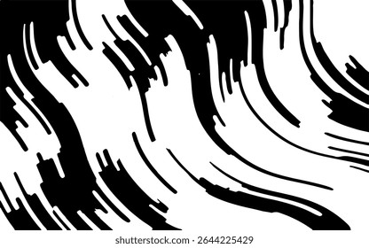 Abstract artistic wavy black and white pattern. Dynamic psychedelic background. Grunge urban style. Vector illustration