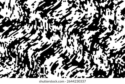 Abstract artistic wavy black and white pattern. Dynamic psychedelic background. Grunge urban style. Vector illustration