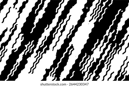 Abstract artistic wavy black and white pattern. Dynamic psychedelic background. Grunge urban style. Vector illustration