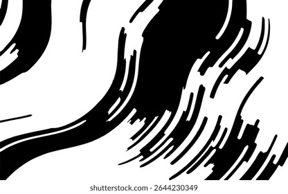 Abstract artistic wavy black and white pattern. Dynamic psychedelic background. Grunge urban style. Vector illustration