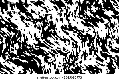 Abstract artistic wavy black and white pattern. Dynamic psychedelic background. Grunge urban style. Vector illustration