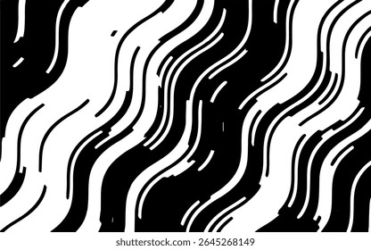 Abstract artistic wavy black and white pattern. Dynamic psychedelic background. Grunge urban style. Vector illustration
