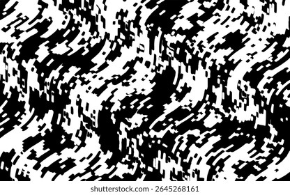 Abstract artistic wavy black and white pattern. Dynamic psychedelic background. Grunge urban style. Vector illustration