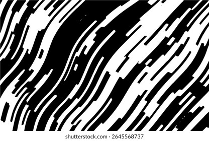 Abstract artistic wavy black and white pattern. Dynamic psychedelic background. Grunge urban style. Vector illustration