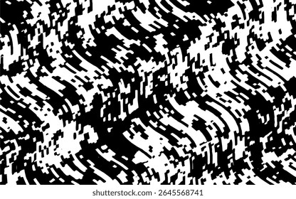 Abstract artistic wavy black and white pattern. Dynamic psychedelic background. Grunge urban style. Vector illustration