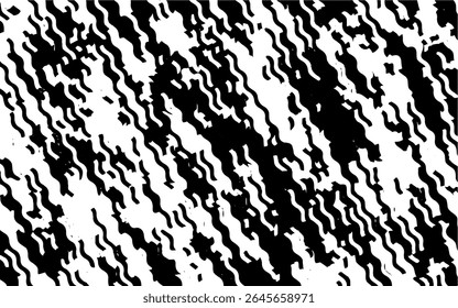 Abstract artistic wavy black and white pattern. Dynamic psychedelic background. Grunge urban style. Vector illustration