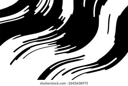 Abstract artistic wavy black and white pattern. Dynamic psychedelic background. Grunge urban style. Vector illustration