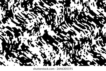 Abstract artistic wavy black and white pattern. Dynamic psychedelic background. Grunge urban style. Vector illustration