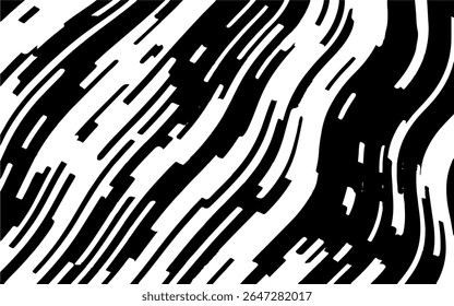 Abstract artistic wavy black and white pattern. Dynamic psychedelic background. Grunge urban style. Vector illustration