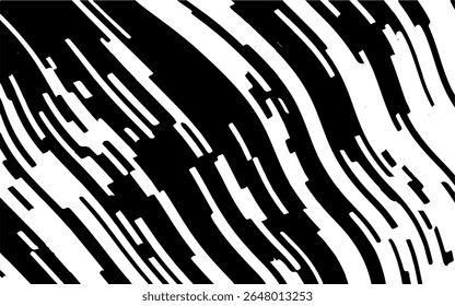 Abstract artistic wavy black and white pattern. Dynamic psychedelic background. Grunge urban style. Vector illustration