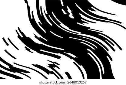 Abstract artistic wavy black and white pattern. Dynamic psychedelic background. Grunge urban style. Vector illustration