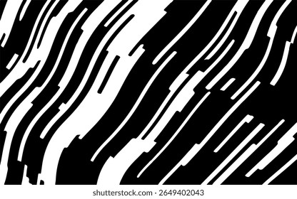 Abstract artistic wavy black and white pattern. Dynamic psychedelic background. Grunge urban style. Vector illustration