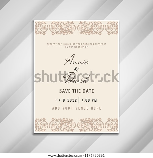 Abstract Artistic Wedding Invitation Card Template Stock Vector Royalty Free 1176730861