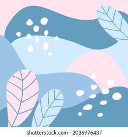 abstract artistic winter christmas cold  season background with wavy fluid shapes foliage snow, trendy modern art textures in shades of blue, vector illustration graphic
